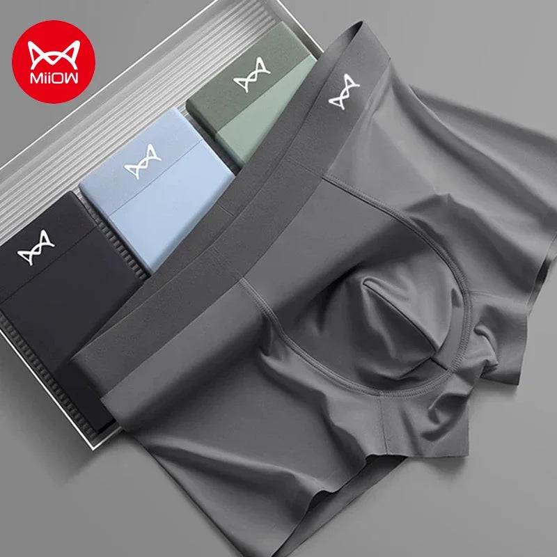 MiiOW Men's Underwear 3PCS Cold Silk Antibacterial L-5XL