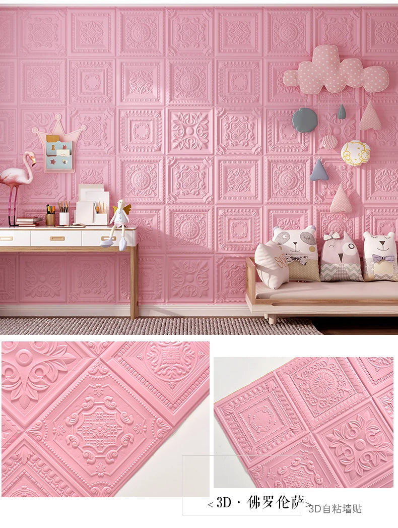 Nordic wallpaper self-adhesive 3D wall sticker bedroom living room wallpaper background wall decoration sticker
