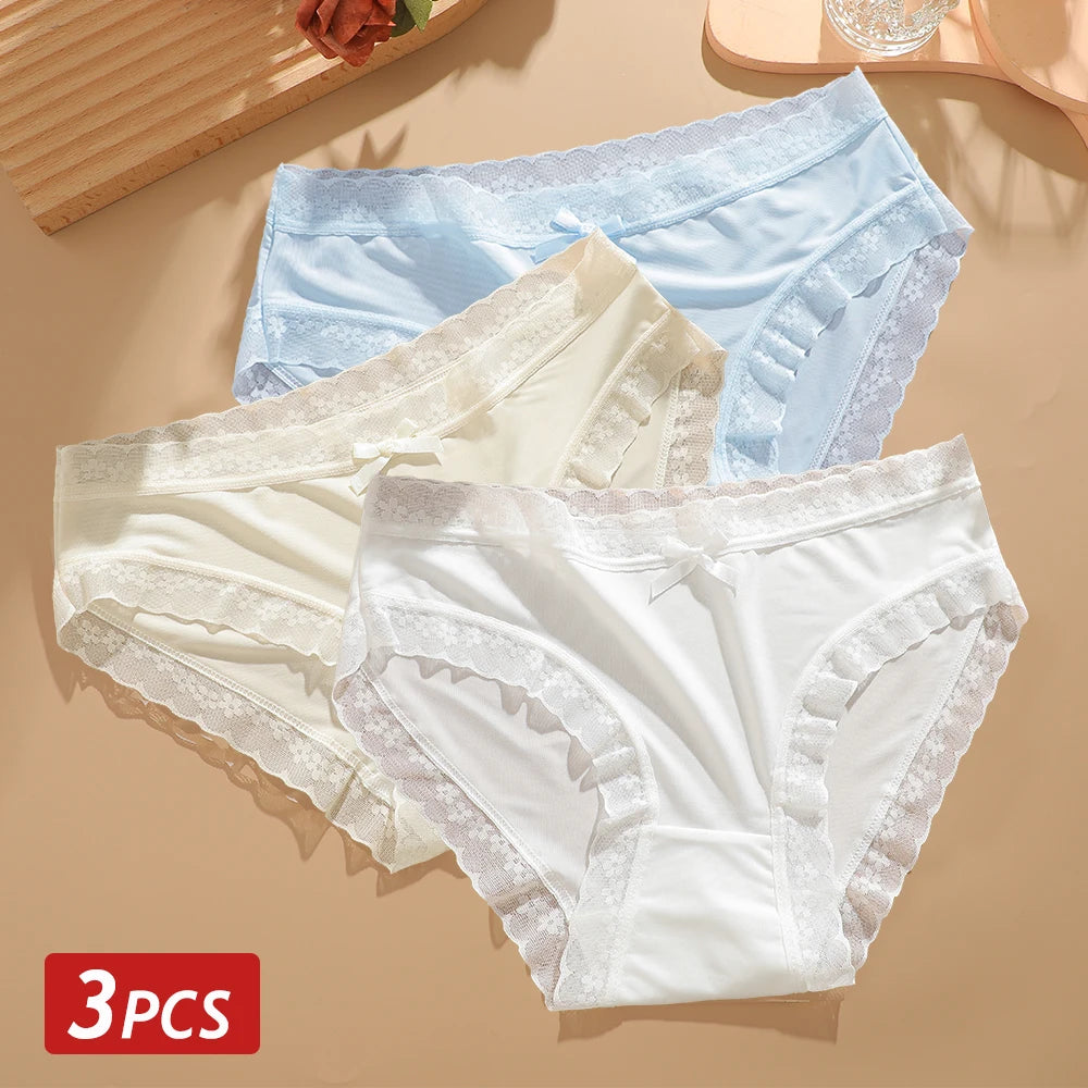 3 Pieces Women's Underwear, Thin, Cool, Sexy, Summer, Cold Silk