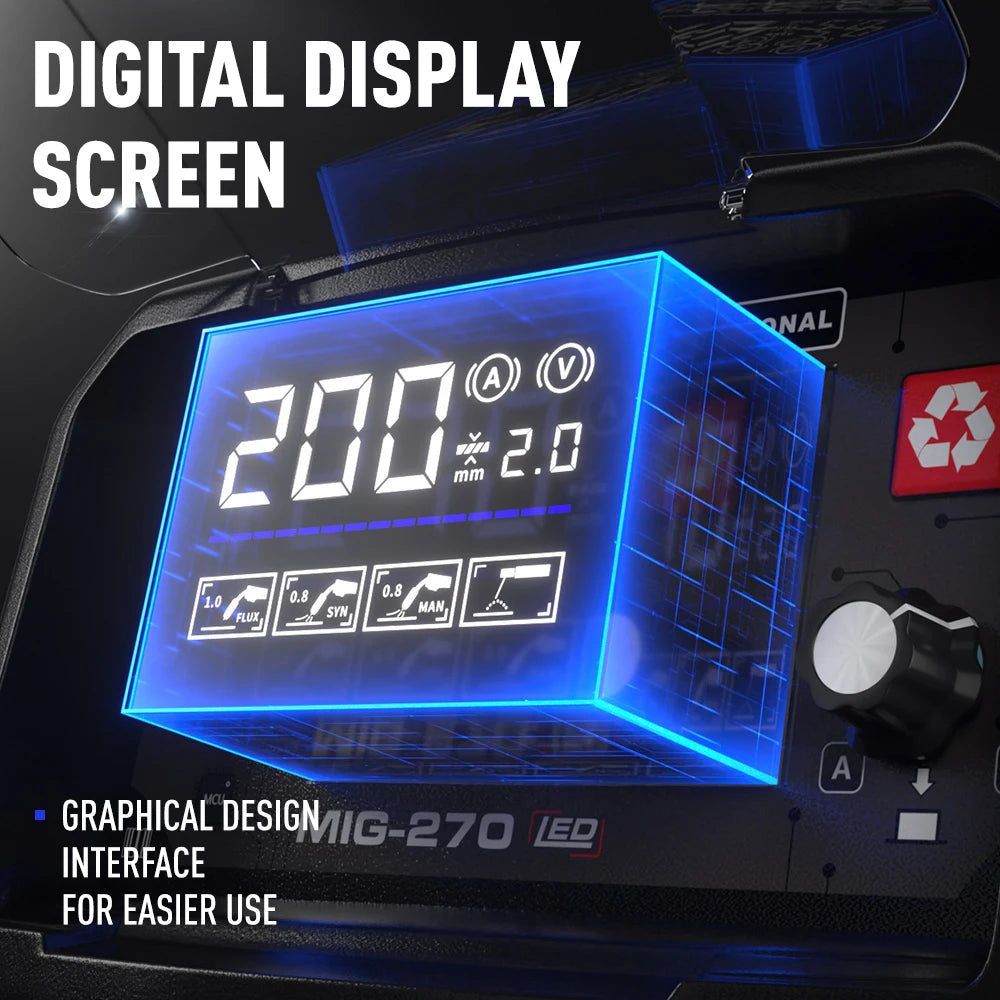 ANDELI MIG-270 Semi-automatic Welding Machine 3 in 1 MIG/Lift TIG/Stick Inverter MIG Welder Gas/Gasless Welding for Household - Daisan Mart