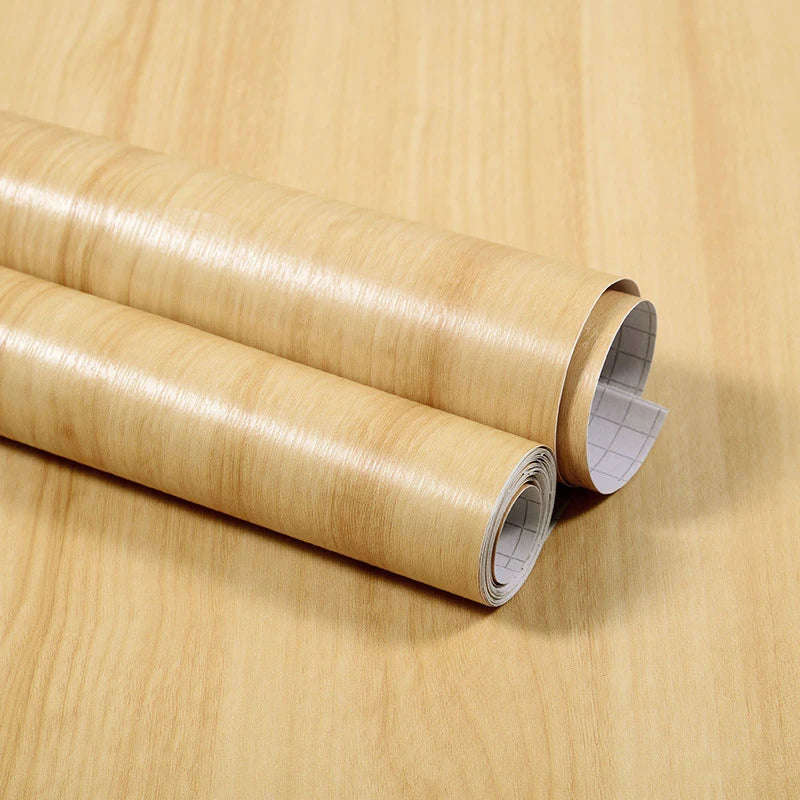 Wood Grain Home Decor Furniture Waterproof Vinyl Wall Sticker Self Adhesive PVC Wallpaper Kitchen Cabinet Door Sticker