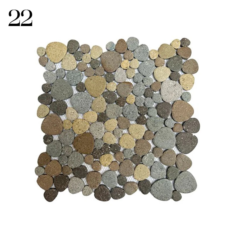 30x30cm Ceramic Pebble Mosaic Tiles Spa Pools Fish Ponds Bathrooms Anti-skid Wear-Resistant Floor Wall Decor Easy Cut Mesh Base