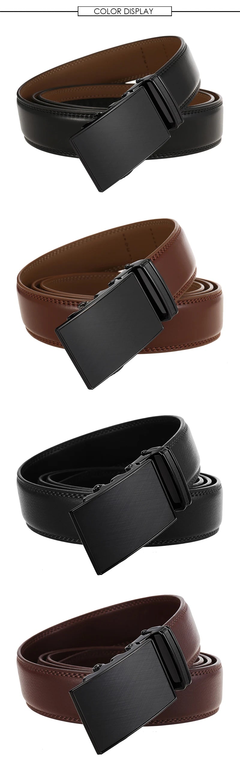 VATLTY Men's Cowhide Belt with Automatic Buckle 30mm High Quality