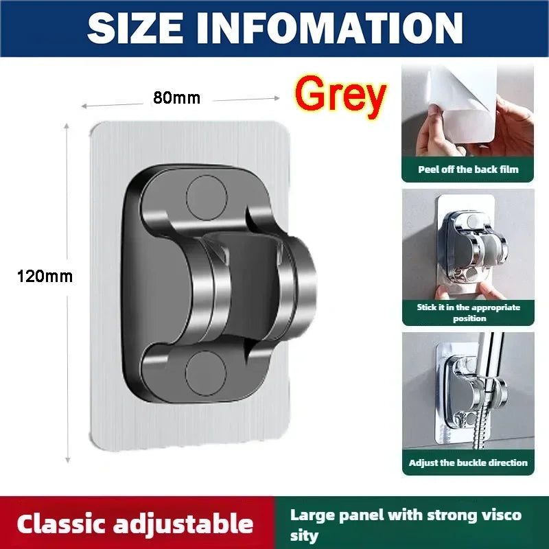 Bath Shower Holder Support Mural Douche Suction Cup Adjustable Handheld Wall Mounted Large Shower Head Supports Relocatable - Daisan Mart