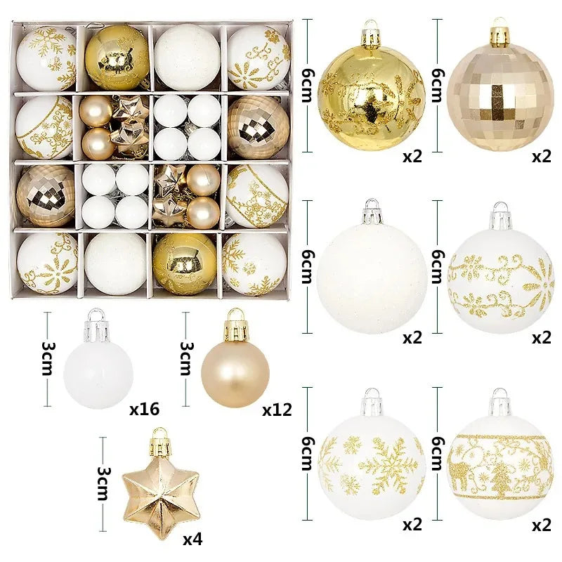 Christmas Balls for Tree Decoration 44 Pieces 3/6CM