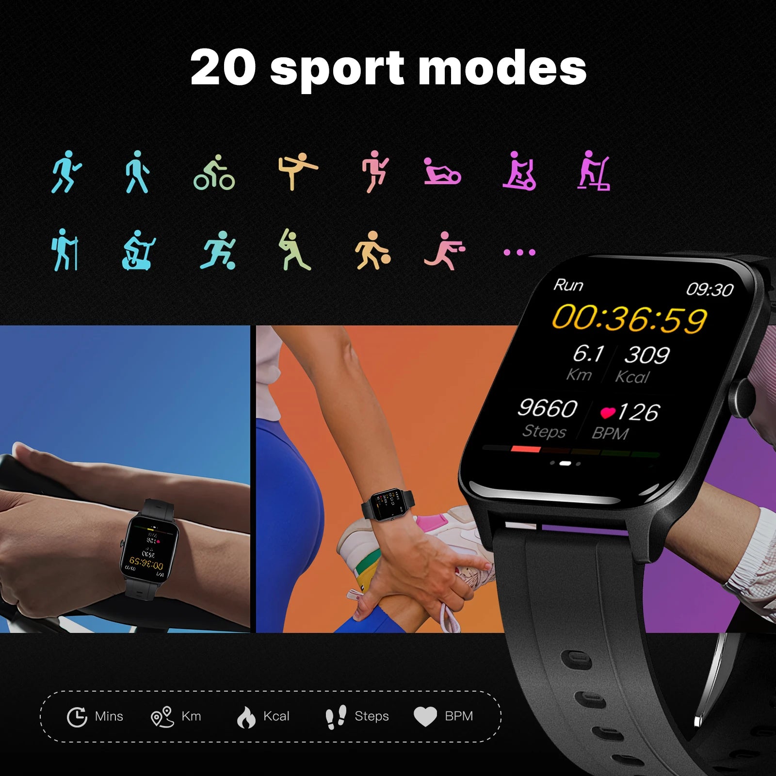 Đồng Hồ Thông Minh MOES Alexa, Chống Nước, Đo Sức Khỏe