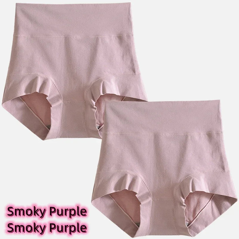 Women's cotton high-waisted, stretchy, belly-hugging panties, 2 pieces