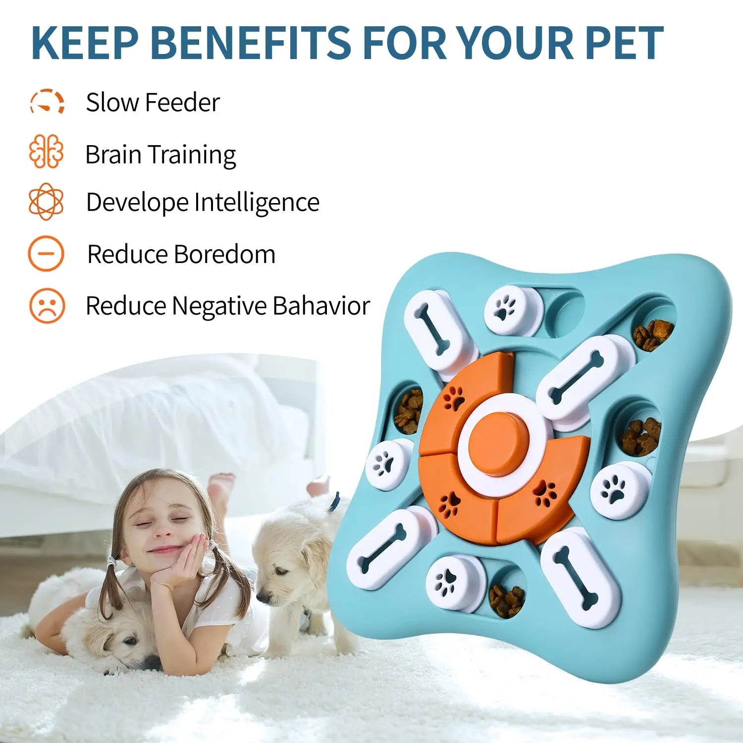 Interactive Puzzle Food Feeder for Small Big Pet Dogs Slow Feeder IQ Training Mental Enrichment Game Toys Dog Treat Puzzle Disp