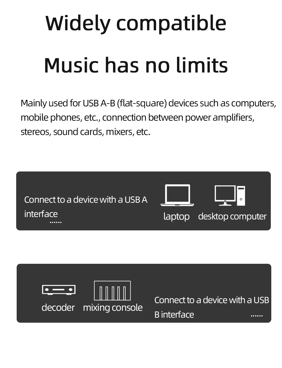 Cáp USB HiFi Chống Nhiễu Cao Cấp Cho DAC, Loại A-B/C-B/C-C