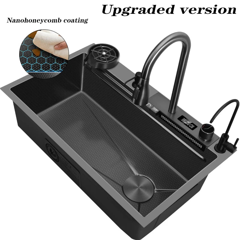 Gunmetal Gray Smart Sink LED Temperature With Faucet