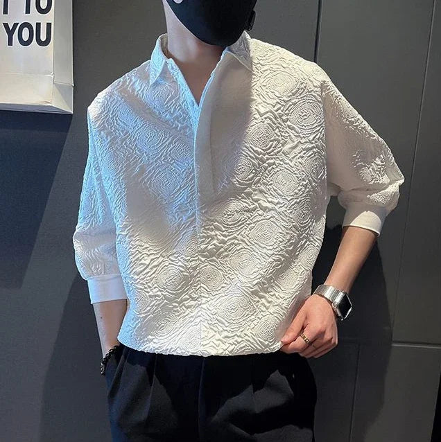 Latest Classy 2025 Men's White Half-Sleeve Shirt