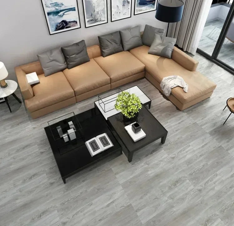45x15cm Floor Sticker Wall Sticker Modern Self-adhesive Thick PVC Wood Grain Floor Sticker Living Room Bedroom Decoration