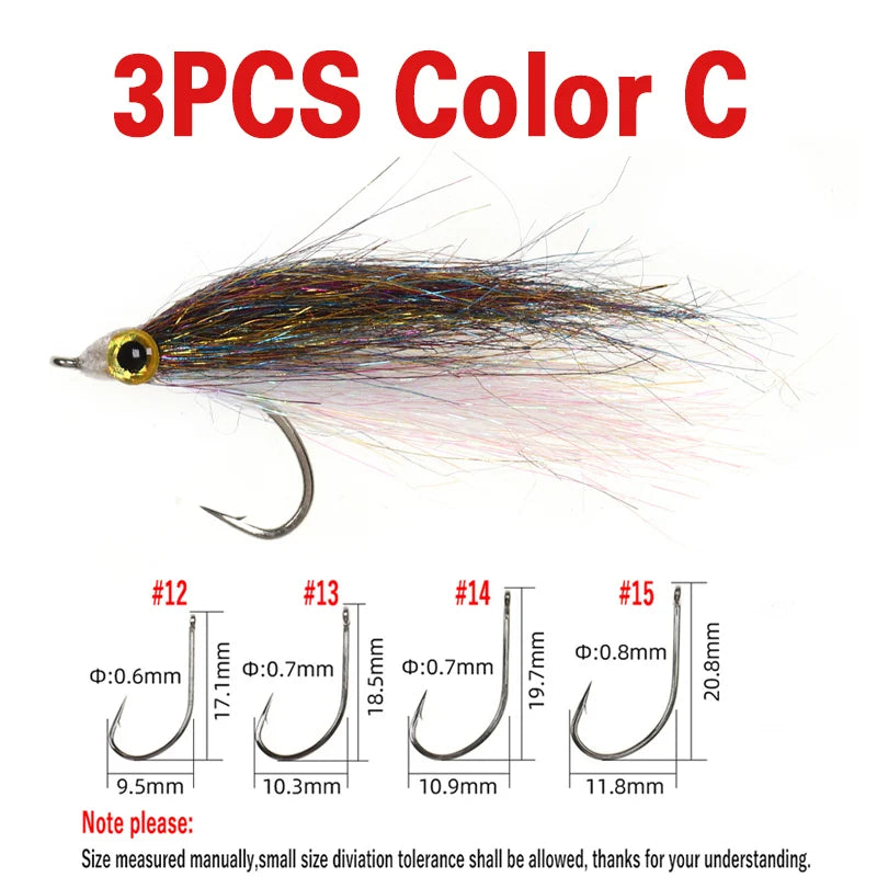 Wifreo Wounded Ice Minnow Fly Ice Dub Slowly Sinking Salmon Trout Sea Bass Pike Steelhead Redfish Fly Fishing Flies Lures 