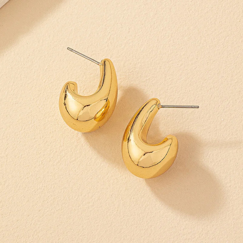 Women's Classic Thick Gold Teardrop Earrings