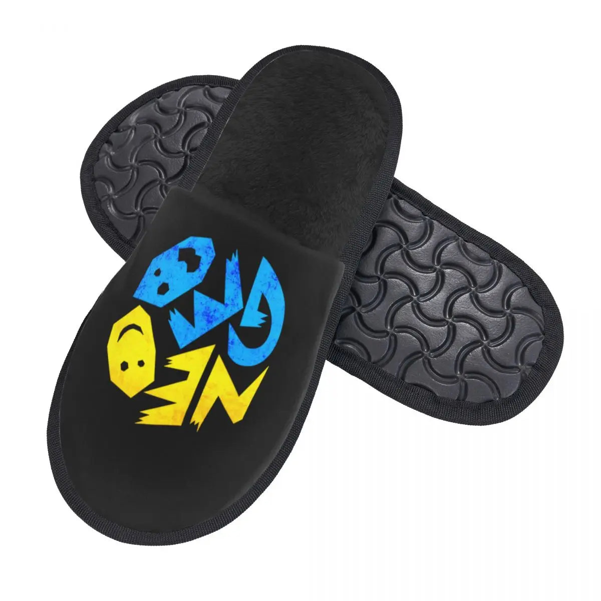 Neo Geo Logo Printed Warm Furry Slippers Gamer Style