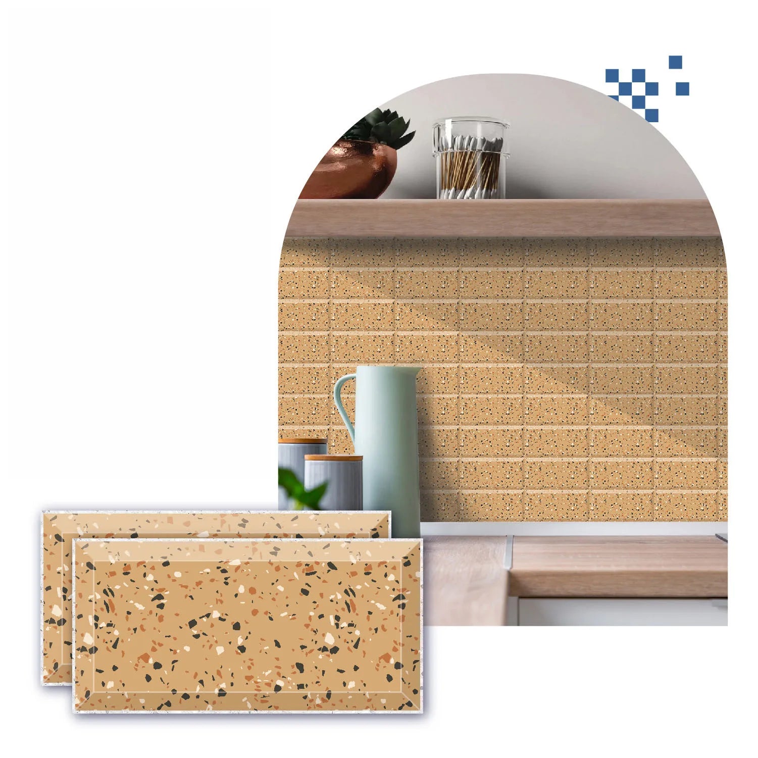 Miếng Dán Tường PVC Vân Đá Bóng 10x20cm Chống Nước