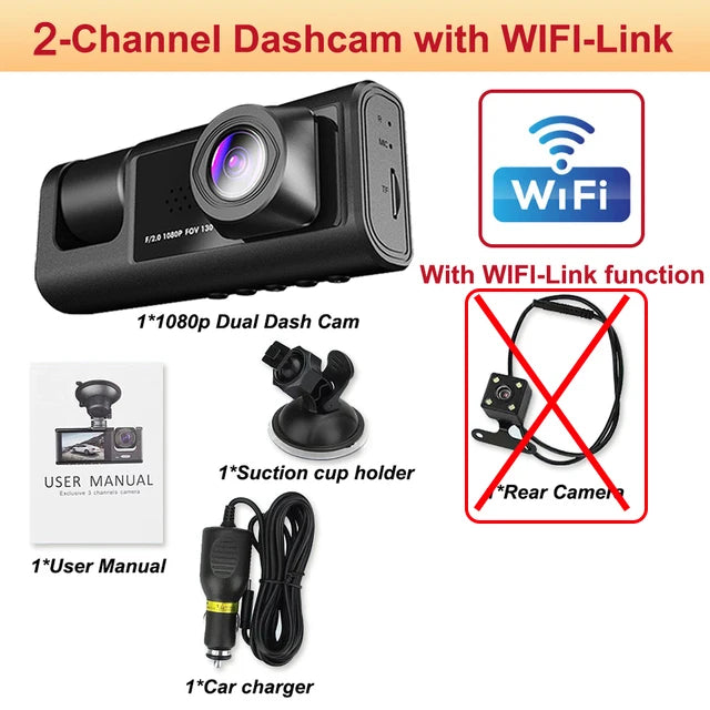 CamX3 - WIFI Car Dash Cam, 2/3 Lenses