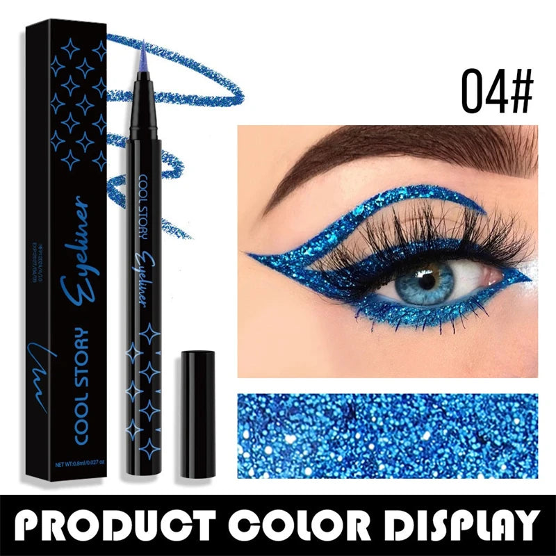 7-Color Glitter Eyeliner - Long-lasting, Waterproof