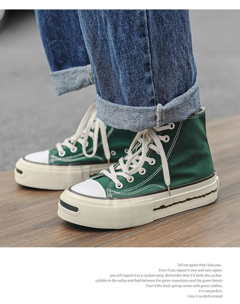 Giày Sneaker Nam Cổ Cao Phong Cách Đường Phố Xanh