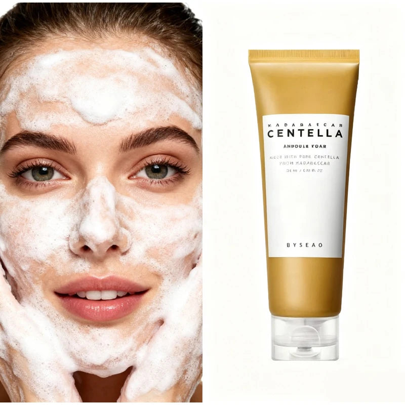 Centella Face Refreshing Foaming Cleanser,Gentle Removes Dirt,Oil Control Deep Cleansing Calming Ampoule Foam,Korean Skincare
