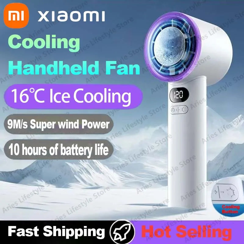 Xiaomi New Mini Handheld Fan 120 Speed ​​Portable Desktop Fans Instant Cooling with Ice Mode Rechargeable Stylish Fan for Women