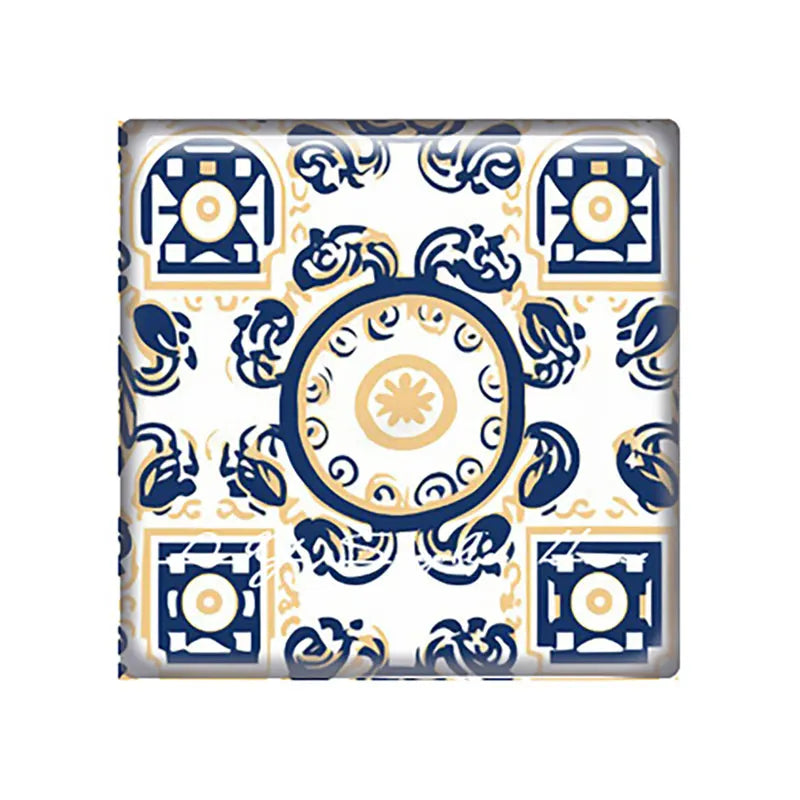 Mặt Kính Vuông Hoa Văn Xanh Cho Trang Sức Handmade