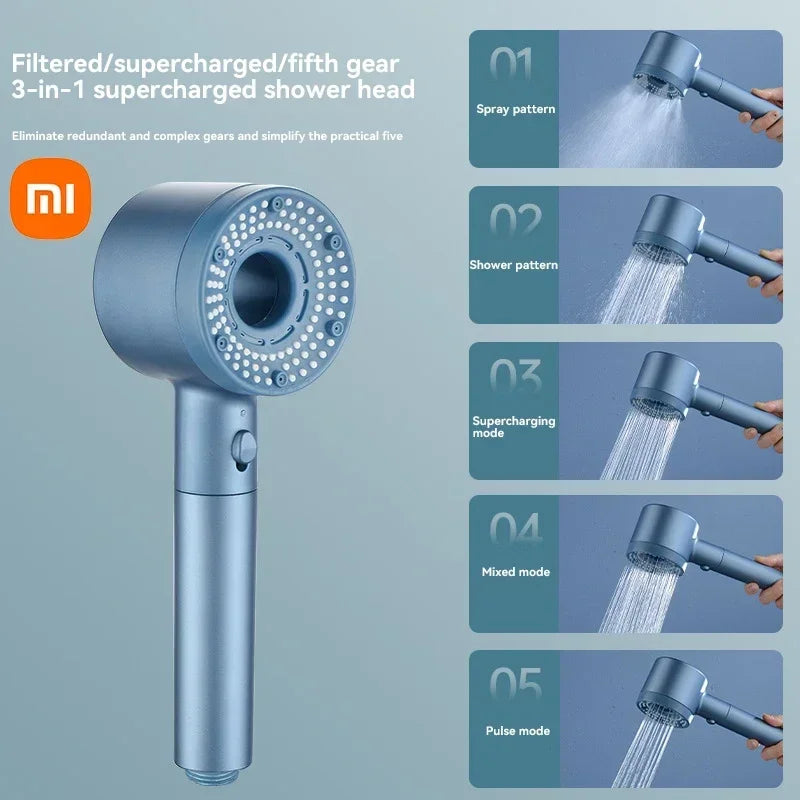 Xiaomi New 5-Modes Shower Head High Pressure Mijia Shower Set Portable Filter Rainfall Faucet Tap Bathroom Bath Home Bathroom - Daisan Mart