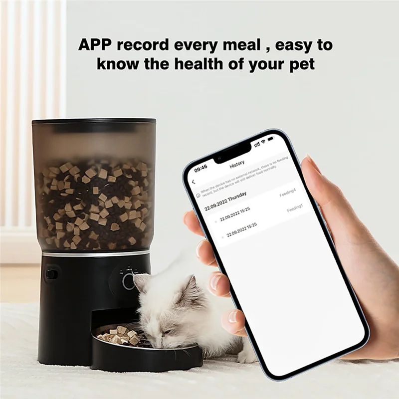 AA81-APP Control Automatic Pet Feeder,4.2L 2.4G Wifi Enabled Pet Feeder,Dual Bowl Automatic Pet Food Dispenser For Cats&amp;Dog