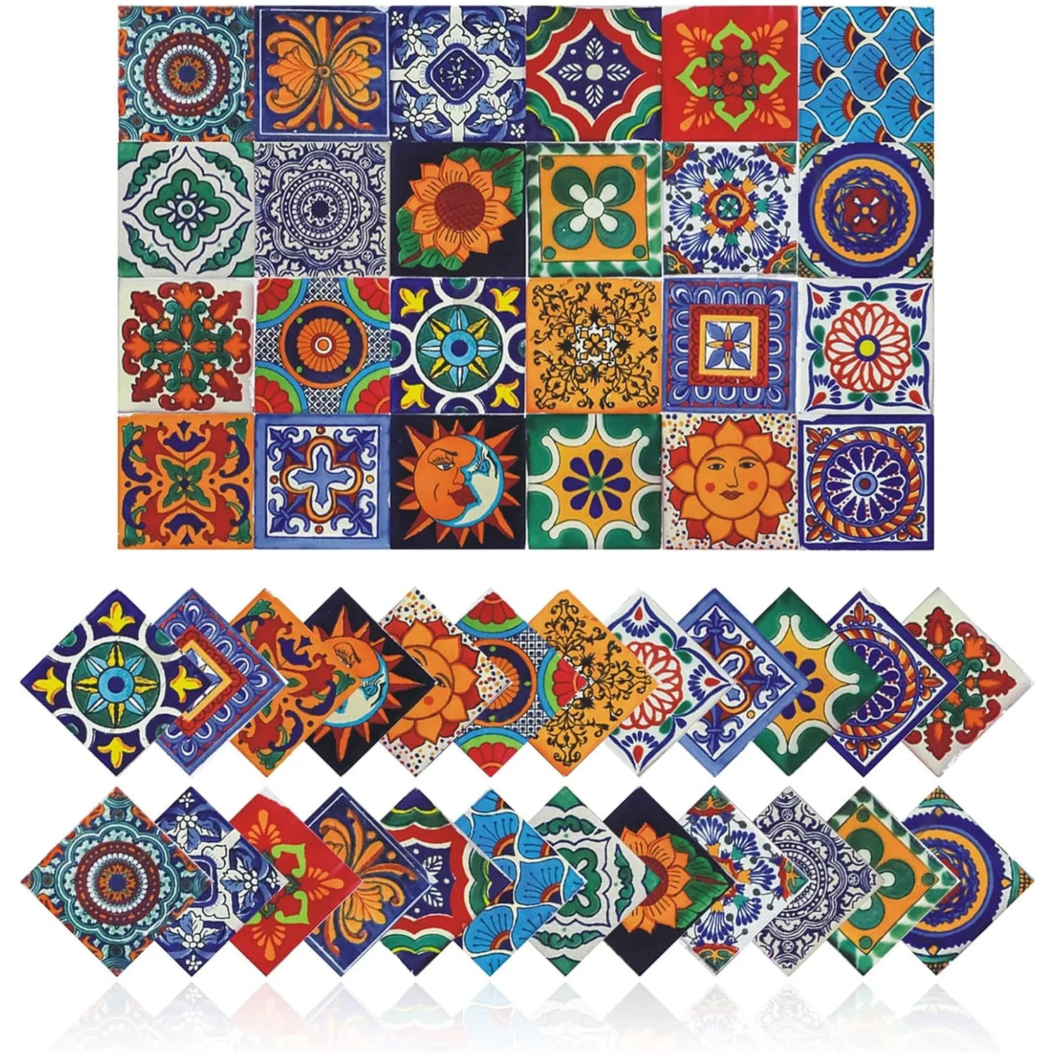 Tile Stickers Wall Decor Bathroom Kitchen Wall Deal Waterproof PVC Decoration 2D Sticker with Retro Design in in Mosaic Style
