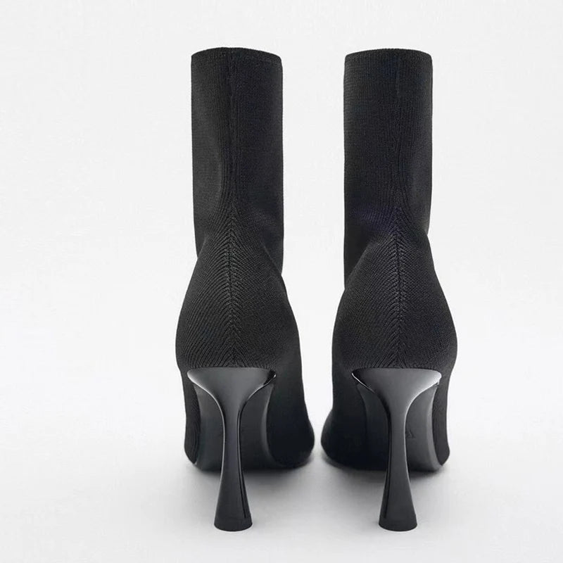 Liyke Black Women's High-top Pointed Toe Party Boots 40