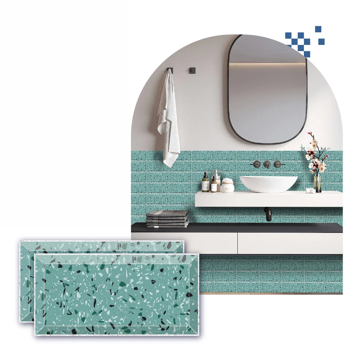 Waterproof PVC Marble Pattern Glossy Tiles 10x20cm