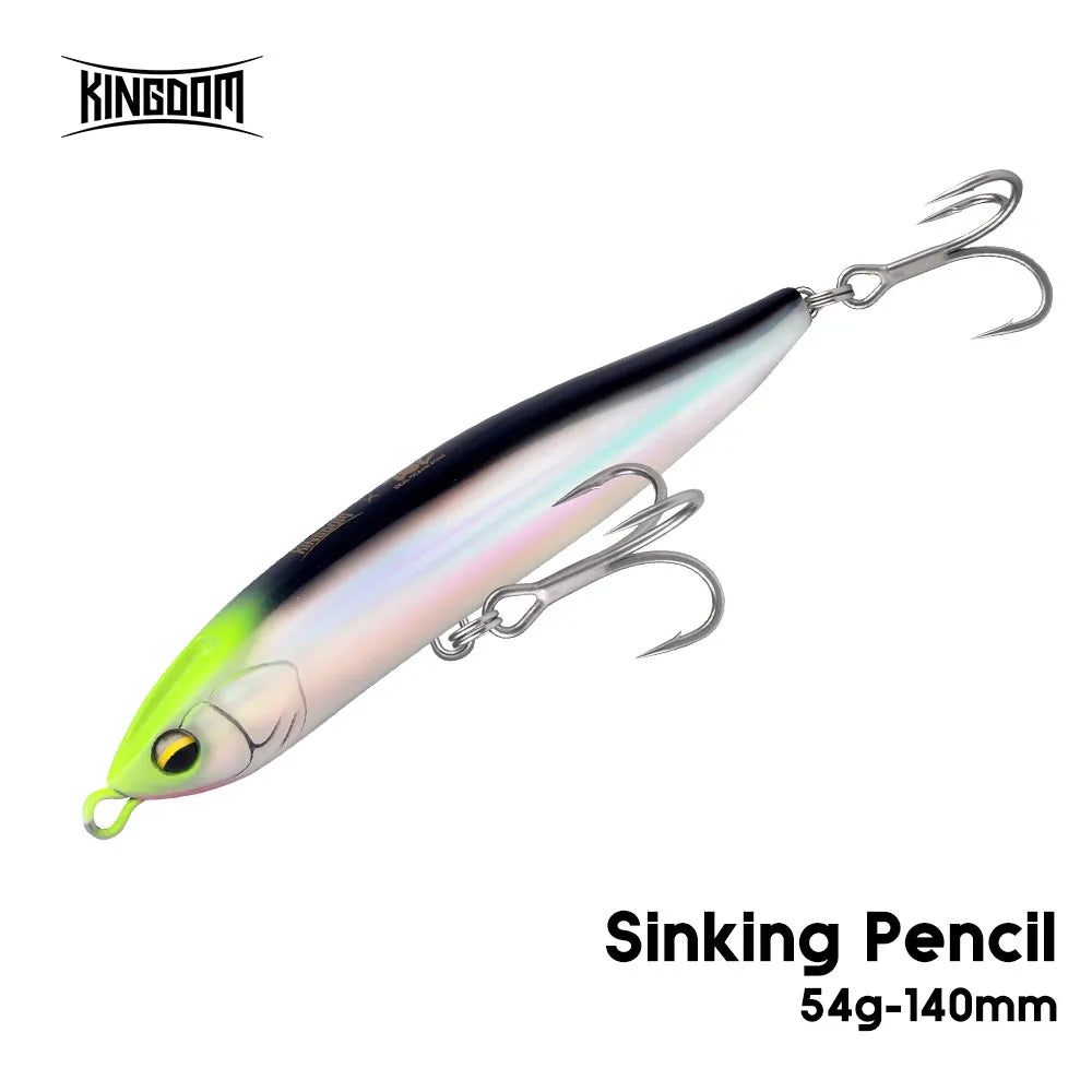 Kingdom Sinking Pencil Lure 140mm 54g Long Casting Saltwater Artificial Stickbait Hard Wobblers Seabass Trolling Jerkbait