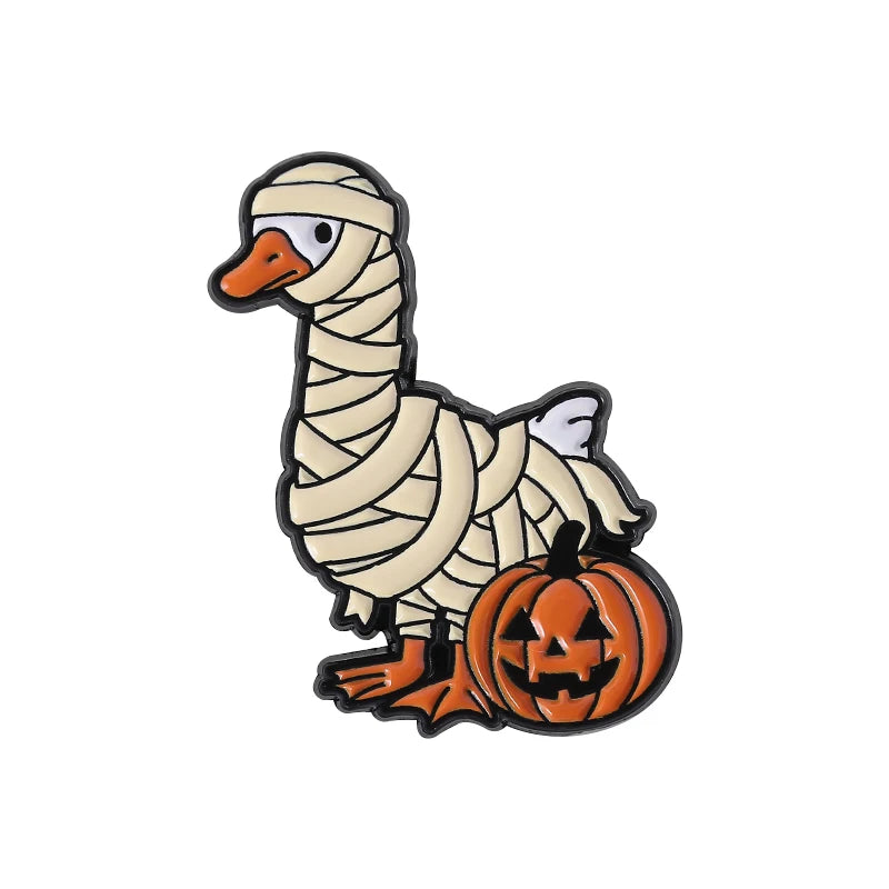 Halloween Pumpkin Animal Enamel Pins Ghost Capybara Grim Reaper Duck Spooky Season Brooches Lapel Badge Jewelry Gift for Friends