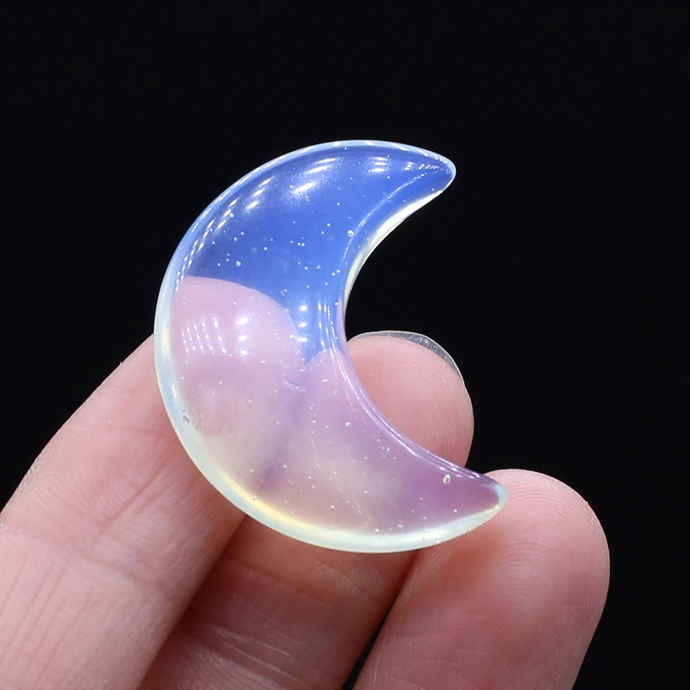 Feng Shui Rose Quartz Natural Stone Moon Statue