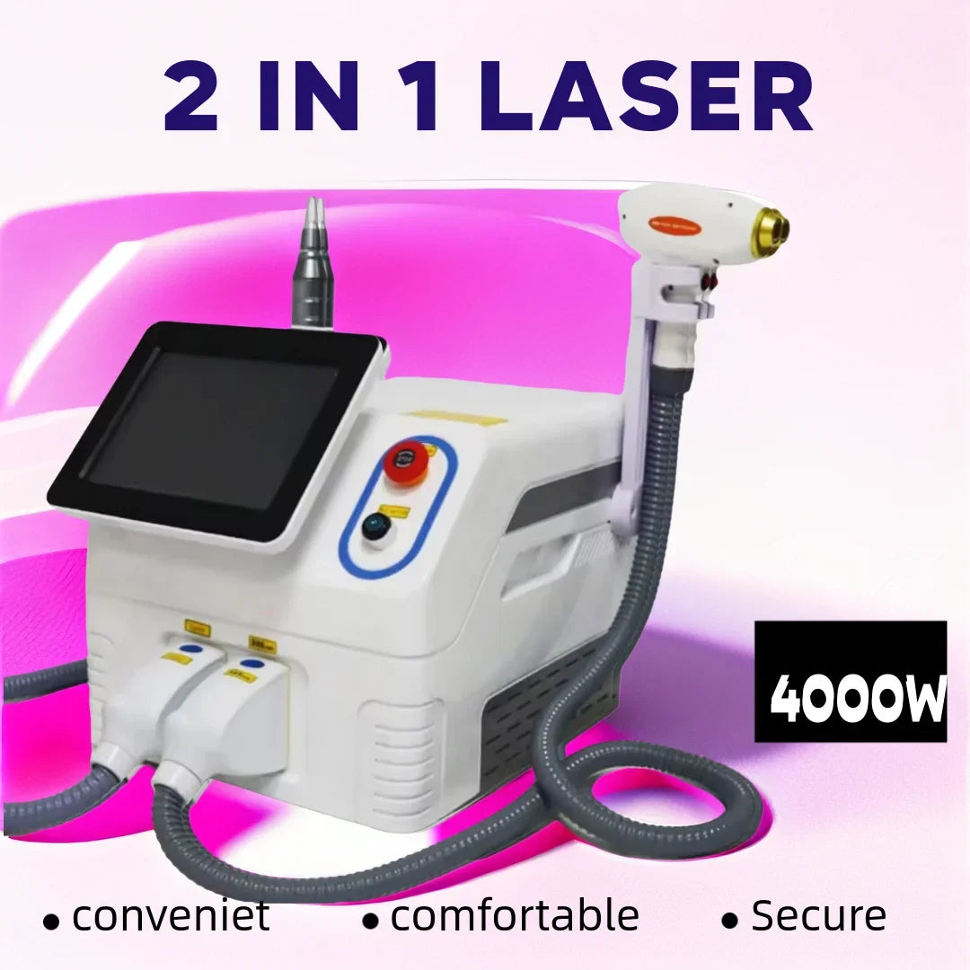 2025 Professional 2 in 1 Laser Hair Removal Machine Picosecond Q Switch ND YAG 1064NM Tattoo Removal 3 Waves Device