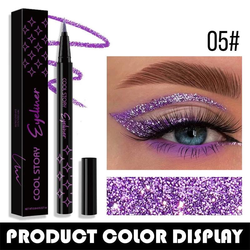7-Color Glitter Eyeliner - Long-lasting, Waterproof