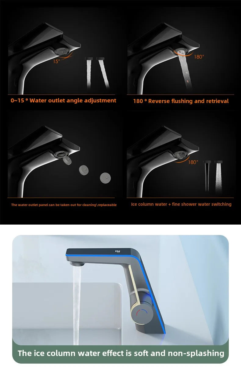 Smart Color Changing LED Lavabo Faucet For Bathroom