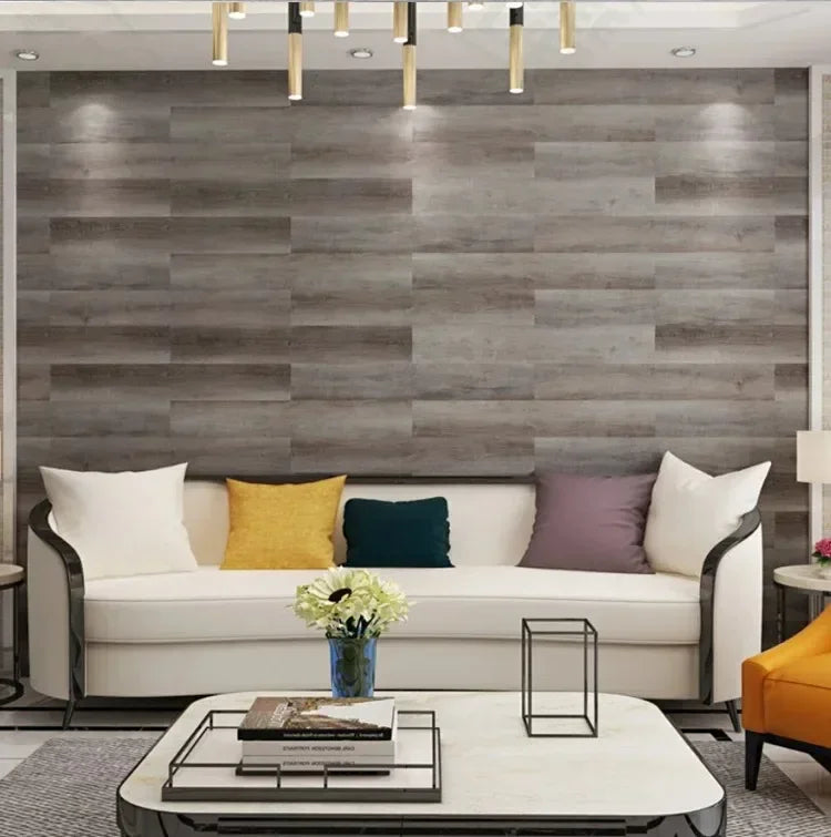 45x15cm Floor Sticker Wall Sticker Modern Self-adhesive Thick PVC Wood Grain Floor Sticker Living Room Bedroom Decoration