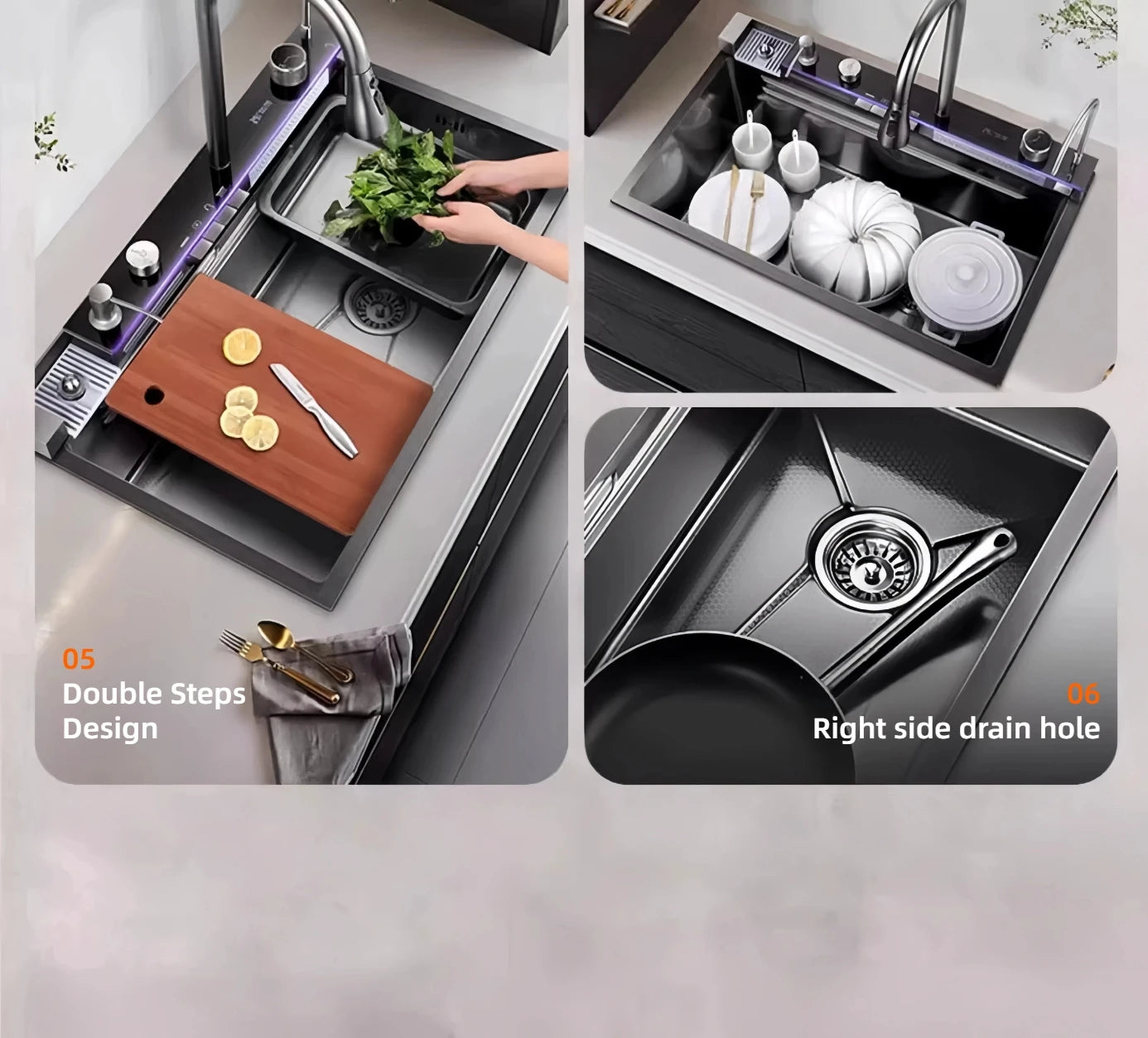 304 Multi-Function Sink with LED Light &amp; Digital Display