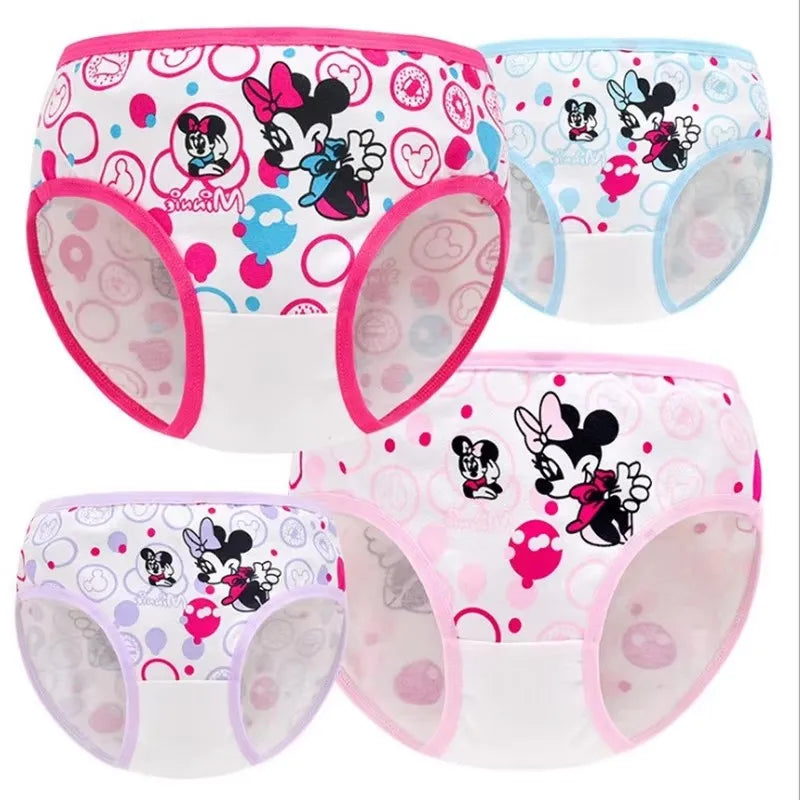 Disney Minnie Girls Underwear - Combo of 4 Cotton Pieces