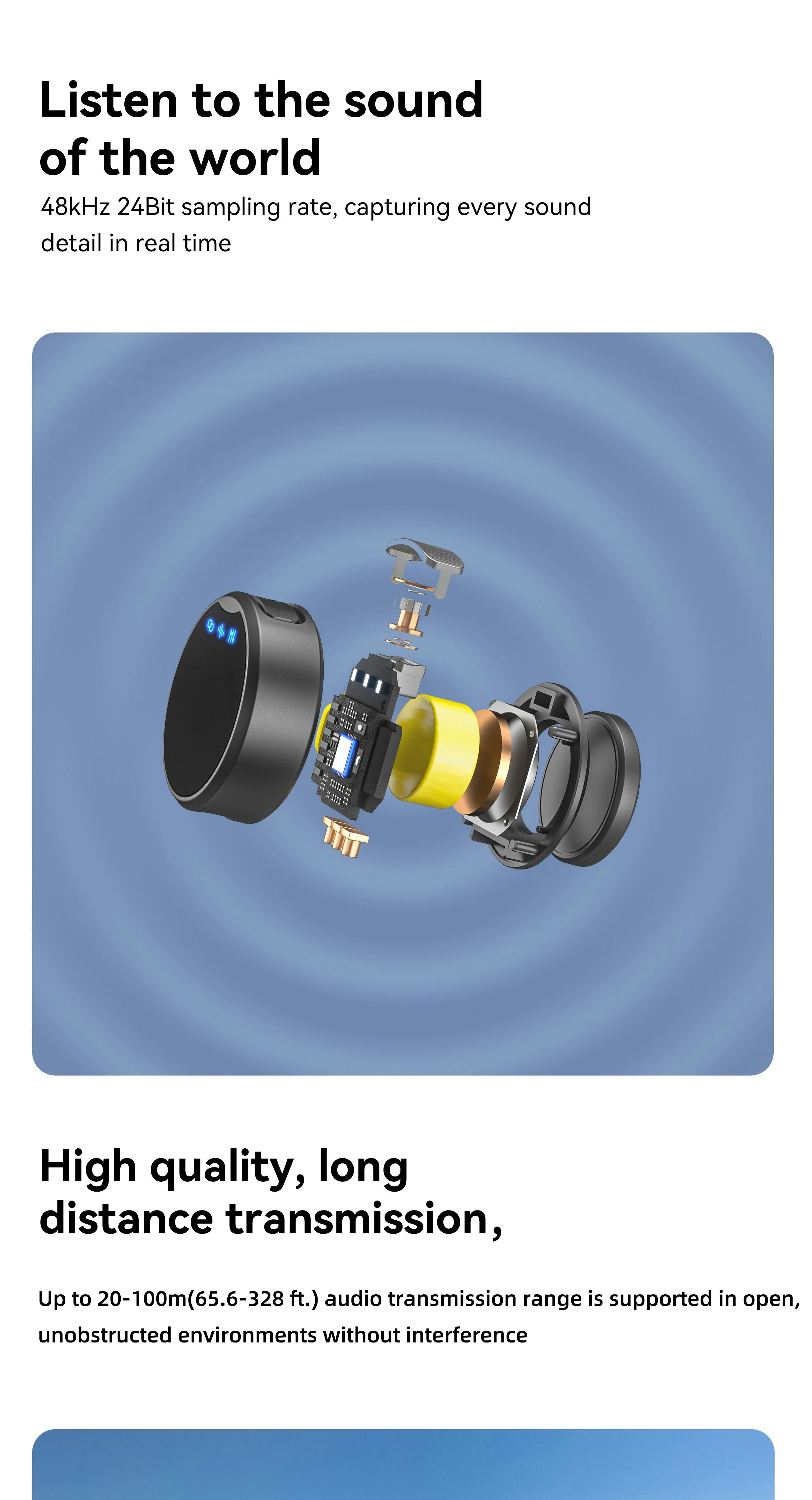 Wireless Lavalier Microphone with Noise Canceling Professional Magnetic Microphone for Studio Recording Interview Live Broadcast