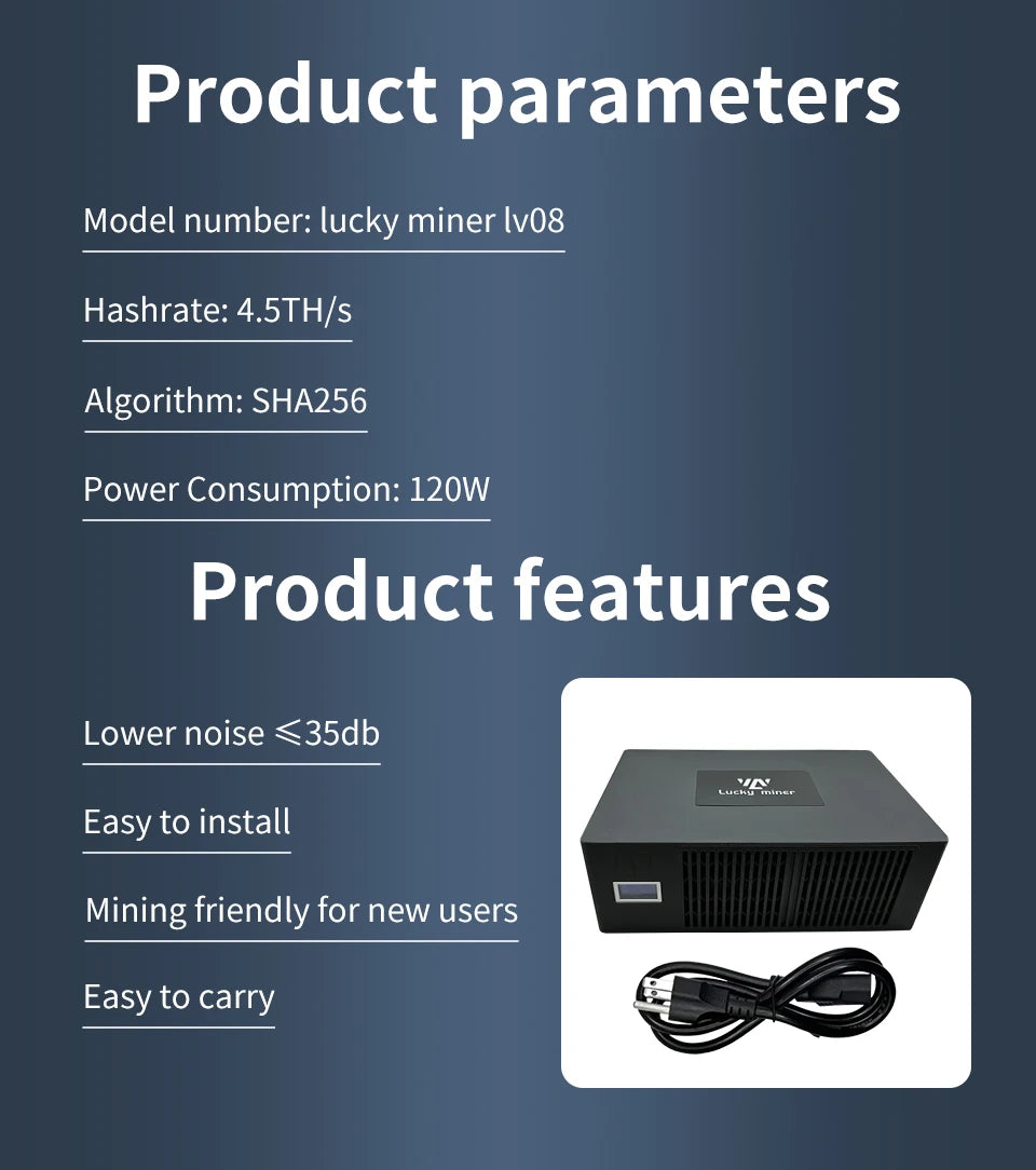 Bitcoin miner lucky miner lv08 crypto miner Solo miner BTC miner BCH BSV DGB WIFI 4TH/S SHA256 BM1366 Asic miner Mining Machine - Daisan Mart