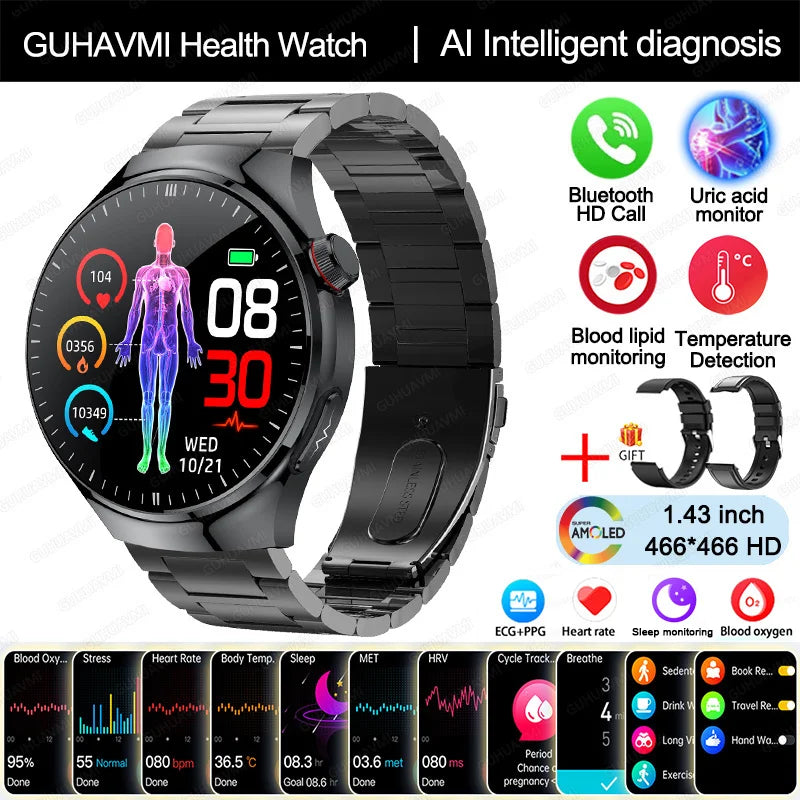 2025 Medical Smartwatch: Oxygen, Fat, ECG+PPG Measurement