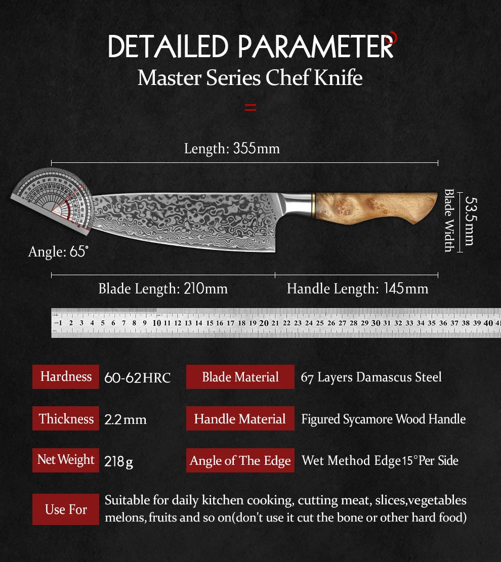 HEZHEN Kitchen Knife 67 Layers Damascus Steel Professional