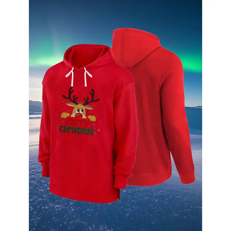 Men's and Women's Hoodie with Embroidered Pockets, Long Sleeve, Warm