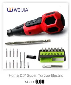 Pistol design Mini Cordless Electric Screwdriver  rechargeable Lithium Battery with LED Lighting and Head for Home DIY for 7 PCS