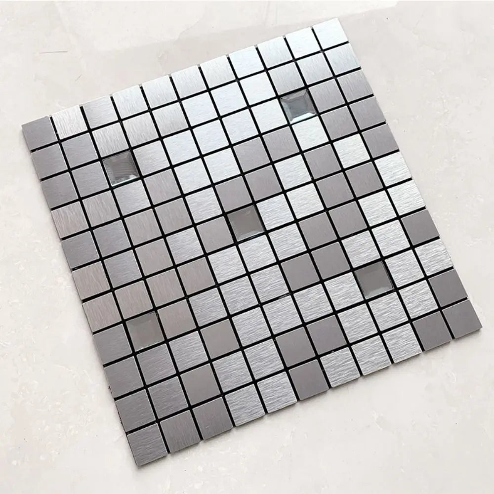 Home Decor Square Mosaic Sticker Aluminum Plastic Moisture-proof Tile Wall Sticker Waterpoof Self-adhesive Art Mural Bathroom
