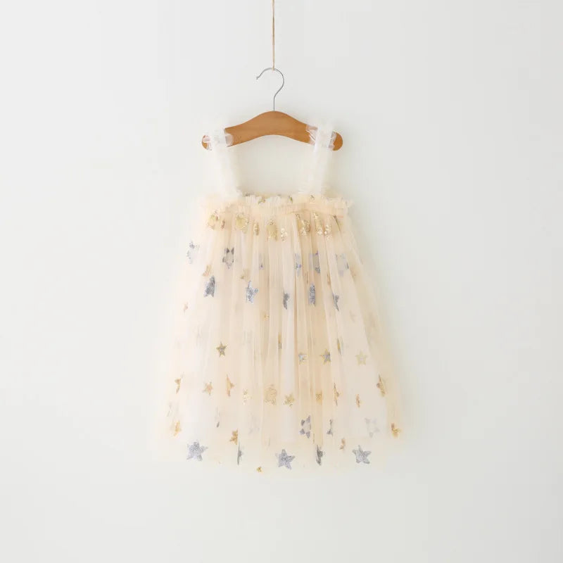 New Cute Floral Mesh Princess Dress for Girls