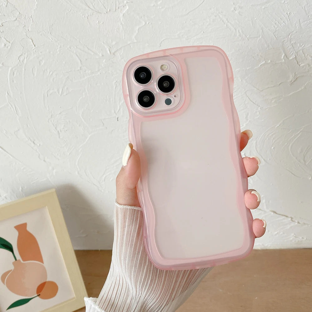 Cute Transparent Curly Case For iPhone 13-16
