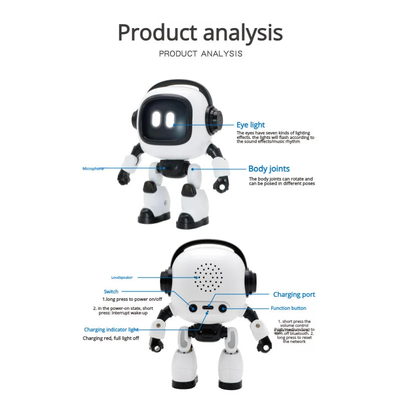 AI Interactive Desk Robot with Voice Recognition Feature Talking Companion, Learning Games, Educational Toy for Kids - Daisan Mart